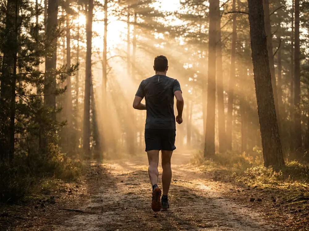 An active man on a trail, the kind of routine testosterone replacement therapy is meant to support